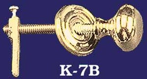 Victorian Style 1 1/4" Brass Knob with Cupboard Latch (K-7B)