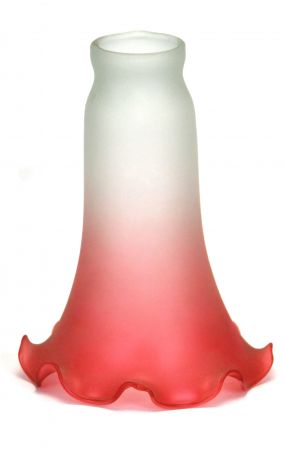 Tiffany-Style Frosted Ruby Tipped Lily Glass Lamp Shade (0M-101)