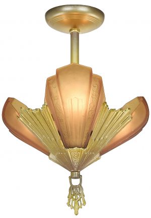 Virden Art Deco Three-Shade Low-Ceiling Chandelier (ANT-1387)