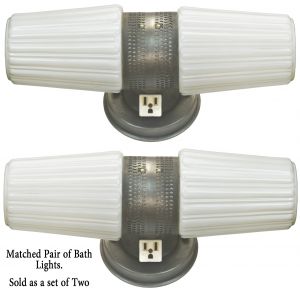 Unusual PAIR of Wall Lights for Over Bathroom Sinks (ANT-1394)