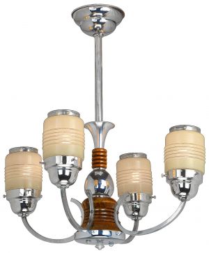 British Streamline Art Deco or Mid-Century Modern Chandelier (ANT-1398)