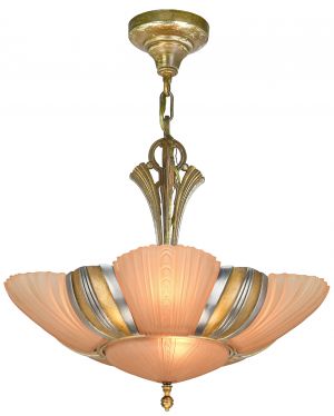 Art Deco Mid-West Mnf. "Chesterton Series" 6-Light Chandelier (ANT-1422)