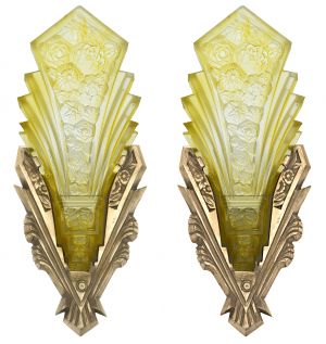 Fine Consolidated Lamp & Glass Co. Martele Pair of Sconces (ANT-1436)