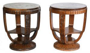 Pair of Antique Art Deco Round Occasional or End Tables (ANT-SF115)