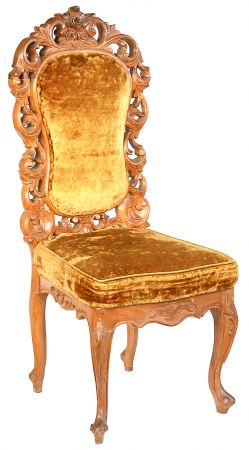 Victorian Gold Velour Upholstered Chair (ANT-SF120)