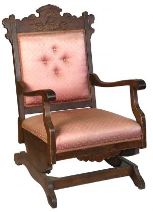 Vintage Pink Upholstered Rocking Chair (ANT-SF123)