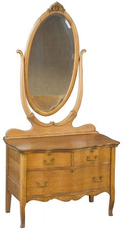 American-Made Princess-Style Mirrored Dresser in Golden Oak ca. 1890 (ANT-SF138)