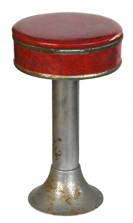 Vinatage Short Red-Upholstered Streamline Diner or Bar Stool (ANT-SR130)