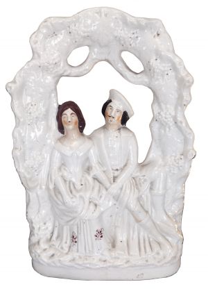 Seated Couple Under the Grape Arbor Antique Staffordshire Figure (ANT-SR156)