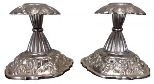 Pair of Nickel Plated Candle Holders (ANT-SR182)