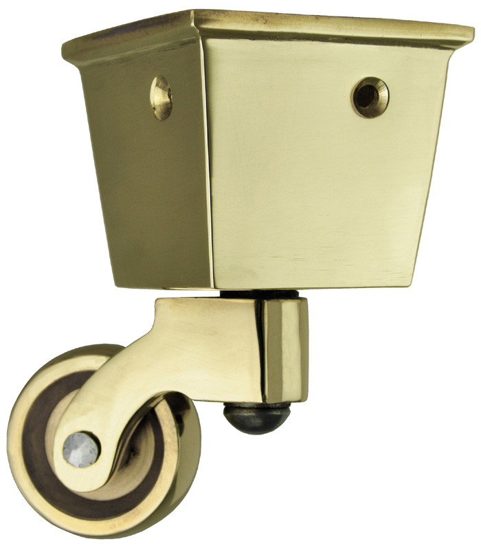 Vintage Hardware & Lighting - Vintage Furniture Square Brass Caster 2 1/8  Cup Opening & 1 5/8 Wheel (C-2D)