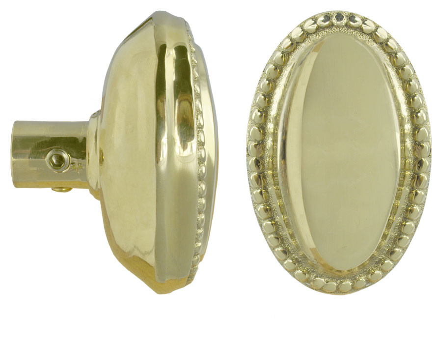 Oval Mortice Knobset -57mm - Polished Brass