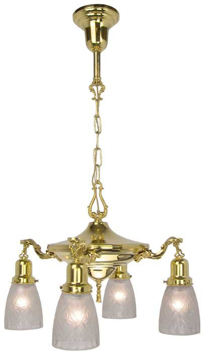 Brass Reproduction Oil Lamp Chandelier