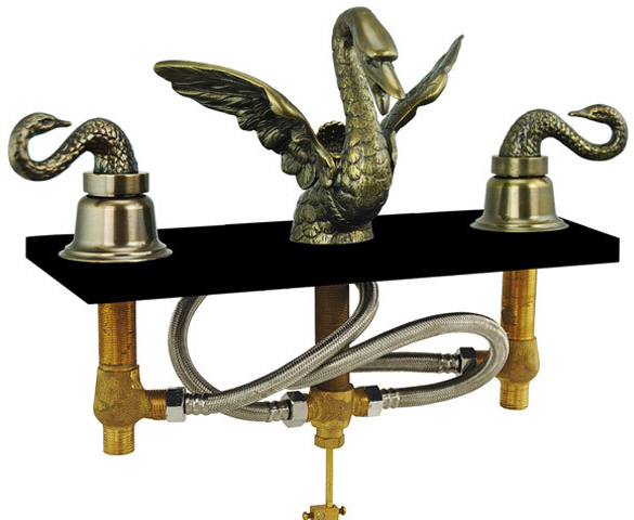 antique brass finish widespread bathroom sink faucet